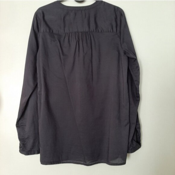 LOFT Ann Taylor 100% Cotton Utility Sleeve Button Down Shirt Top Navy Blue Sz S - Picture 7 of 9